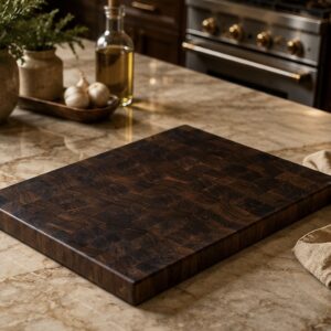 Blackwood dark walnut end-grain cutting board handcrafted in Arkansas